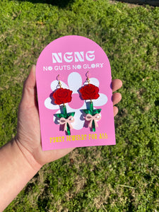 Roses with bows earrings