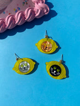 Load image into Gallery viewer, Cat in Fruit Hat earrings
