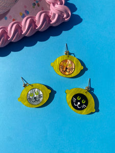 Cat in Fruit Hat earrings